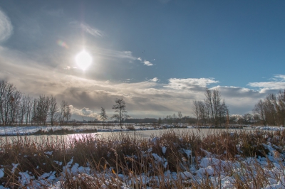 Als het gaat sneeuwen gaan we als natuurfotograaf er allemaal op uit om mooi platen te schieten.
Een plek waar ik regelmatig kom is deze foto genomen waar de zon weerkaatsende in het witte landschap en waar de rust ongelooflijk is ik heb de foto bewust recht in de lens genomen om het effect zo mooi mogelijk te houden !