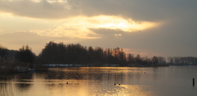 Nog eentje van m'n uitstapje op 1ste kerstdag. De ondergaande zon weerkaatste met een warme gloed op het water...ondanks dat was het toch best wel koud. Misschien is de scherpte (ook hier) een probleem (had geen statief bij me).