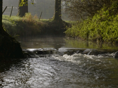 Tijdens een mountainbike tocht gemaakt van het riviertje de Gulp in Limburg in de vroege ochtend. Het is een onbewerkte foto.