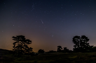 Woensdagavond om 22.00 uur tot 03.00 uur naar de Brunssumerheide gegaan om naar de vallende sterren te kijken. Op 6 foto's van de 996 stond een vallende ster.
Dit is er een van.
Gr.Huub