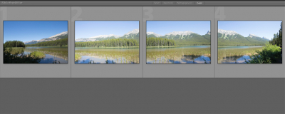 Dit is de printscreen vanuit Lightroom. Het zijn de onbewerkte RAW bestanden van de panorama foto. Goed te zien is dat de linker donkerder is