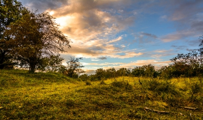 De foto is gemaakt net voor de schemer intrad en de zon nog met haar laatste kracht de landschap in een gouden gloed zette.