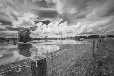 Foto gemaakt aan de IJssel bij Zutphen met hoog water.