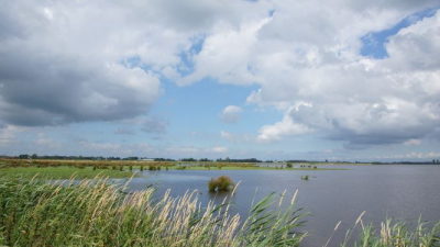 Heerlijks Hollandse Zomerdag. Wisselend bewolkt, perioden met zon en matig westenwind, 3 Bft.. langs het Dannemeer bij Slochteren.