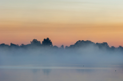 Het was een prachtige zonsopkomst met wat mist en geel in de lucht.