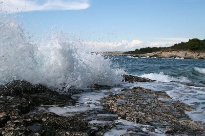 heerlijk opspattend water voor de kust van Istrie