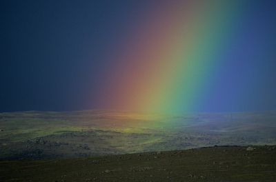 Diesen Regenbogen habe ich in der Extremadura in Spanien fotografiert. Scan mit Nikon Coolscan 9000