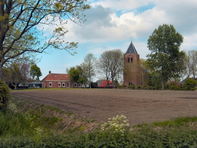 Dit is een foto gemaakt van de wierde Krewerd een klein dorpje in Noord Groninge