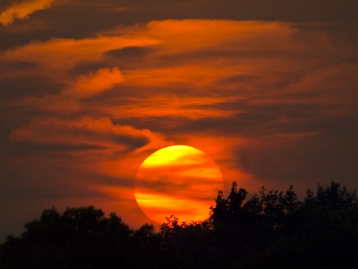 De foto is gemaakt tijdens een prachtige zonsondergang vanaf de dijk in Culemborg, vanuit de auto met rijstzak.