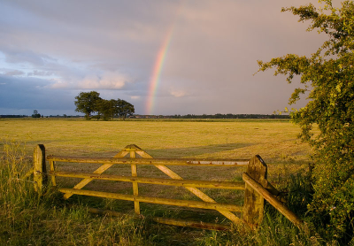 Regenbuien en zon wisselden elkaar in snel tempo af. Heel even kwam deze regenboog tevoorschijn en had ik kort de tijd om dit vast te leggen.
