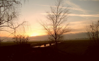 Een prachtige zonsondergang waarin de combinatie van heldere lucht en bewolking met elkaar het contrast geeft.